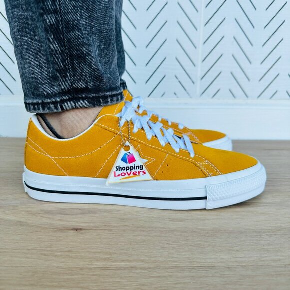 ⭐Converse One Star Pro OX Low Womens Shoes Sz 9.5 Mustard Suede Sneaker A09231C - Picture 3 of 12